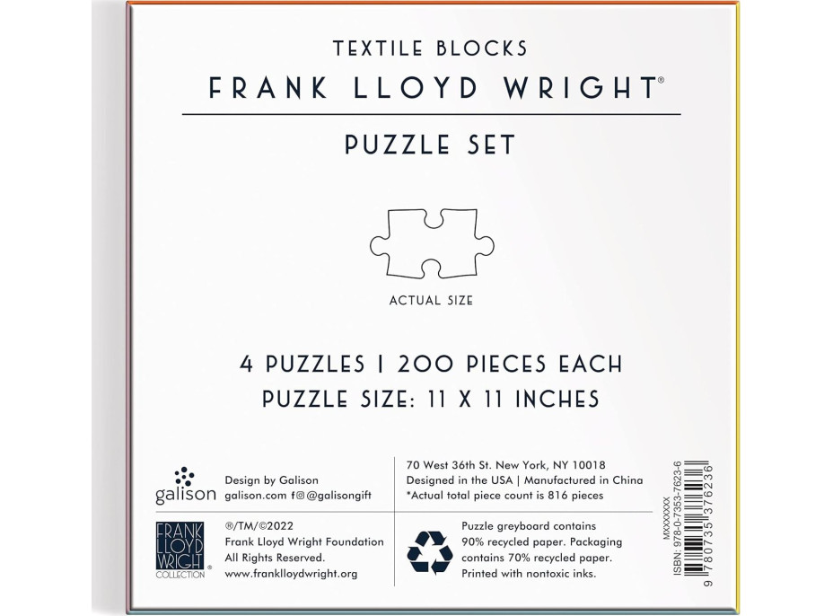 GALISON Čtvercové puzzle Frank Lloyd Wright: Textilní bloky 4x200 dílků