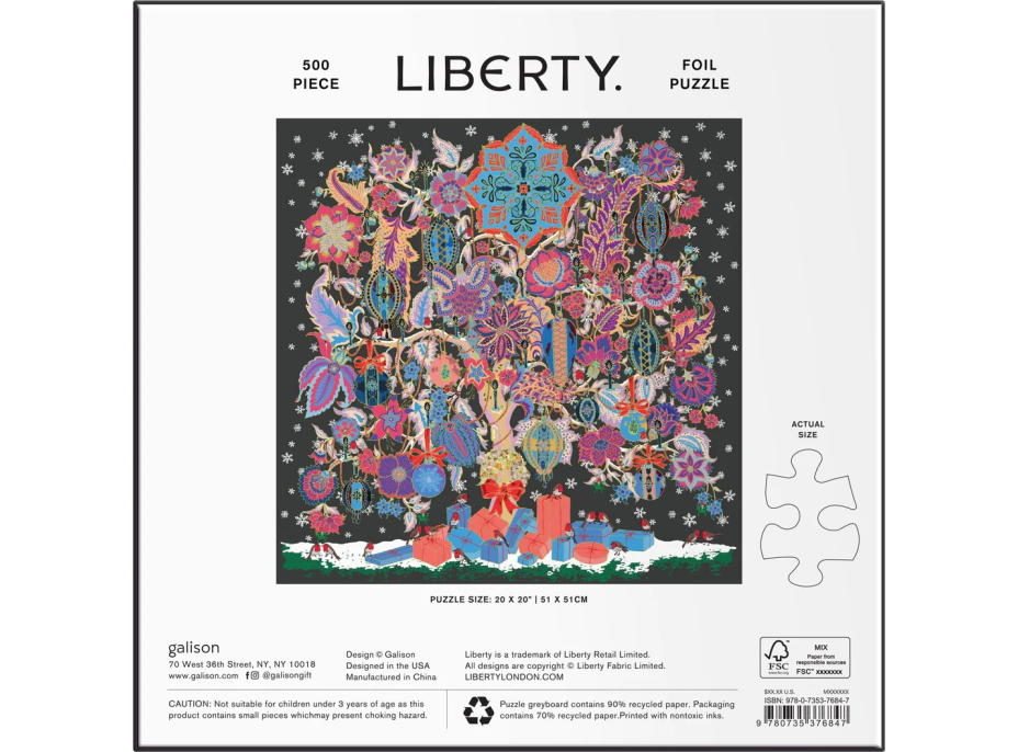 GALISON Čtvercové puzzle Liberty: Vánoční strom života 500 dílků