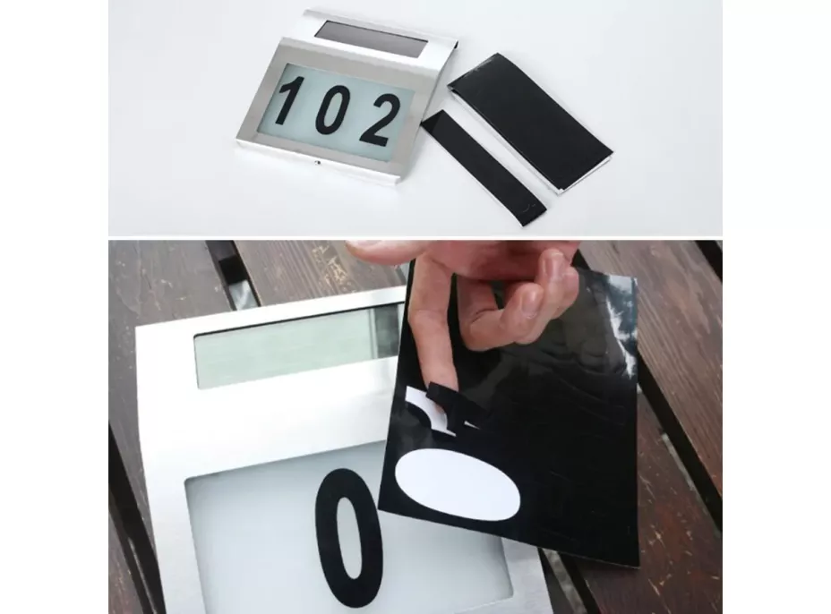 LED solární lampa s číslem domu - stříbrná