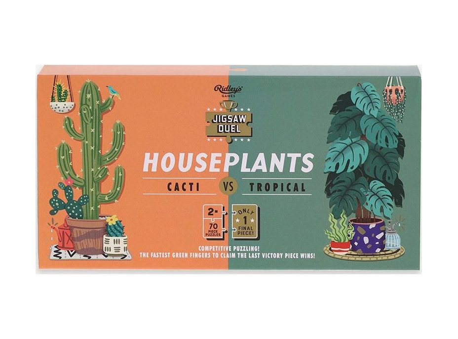 RIDLEY'S GAMES Puzzle Duel Pokojové rostliny: Kaktusy vs Tropické 2x70 dílků