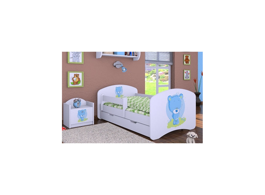 Dětská postel se šuplíkem 160x80cm MODRÝ MEDVÍDEK