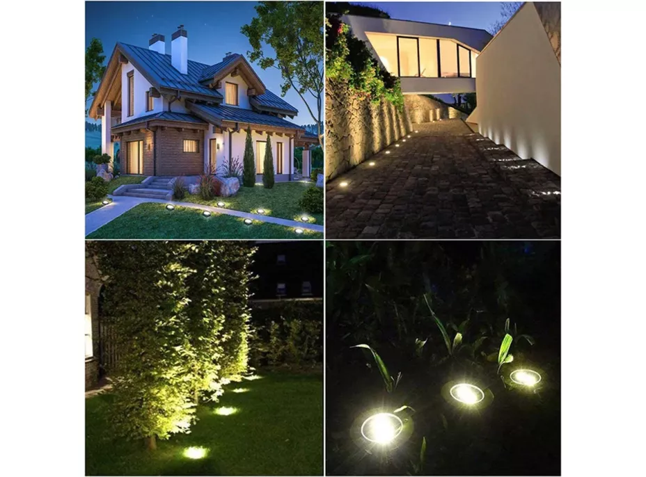 Zahradní kulatá LED solární lampa do země 12 cm - stříbrná