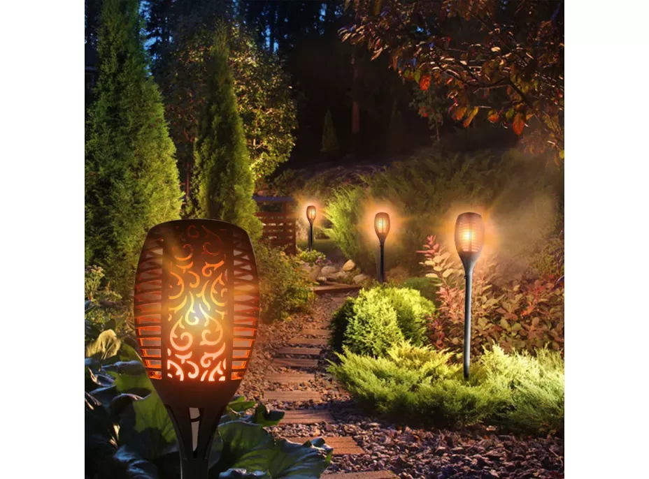 Zahradní LED solární lampa do země POCHODEŇ 78x12,5 cm - černá