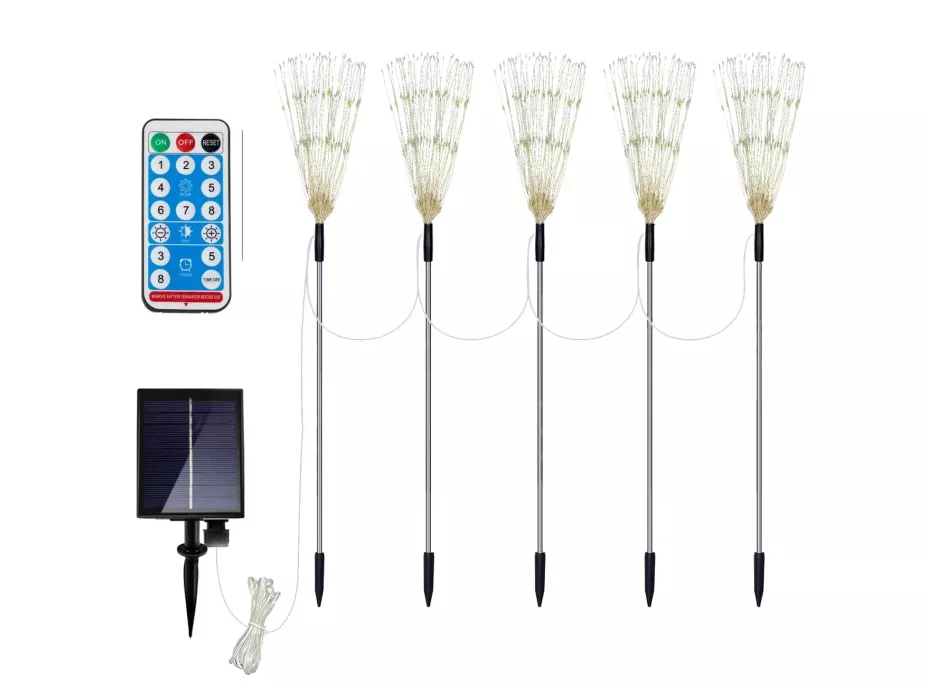 Zahradní LED solární lampy do země VĚJÍŘKY - 90 cm - 5 ks