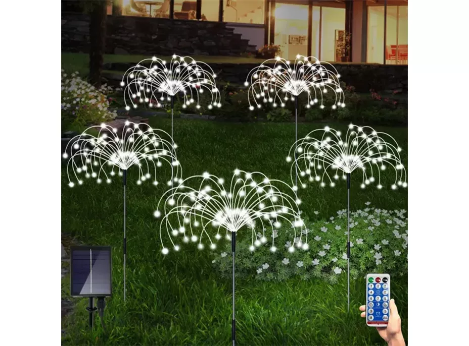 Zahradní LED solární lampy do země VĚJÍŘKY - 90 cm - 5 ks