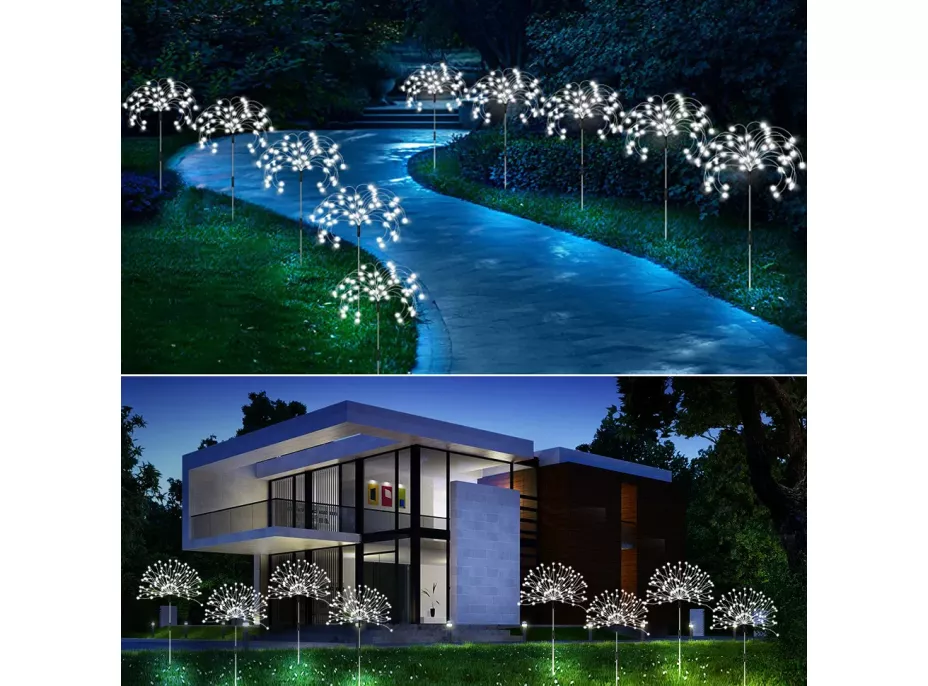 Zahradní LED solární lampy do země VĚJÍŘKY - 90 cm - 5 ks