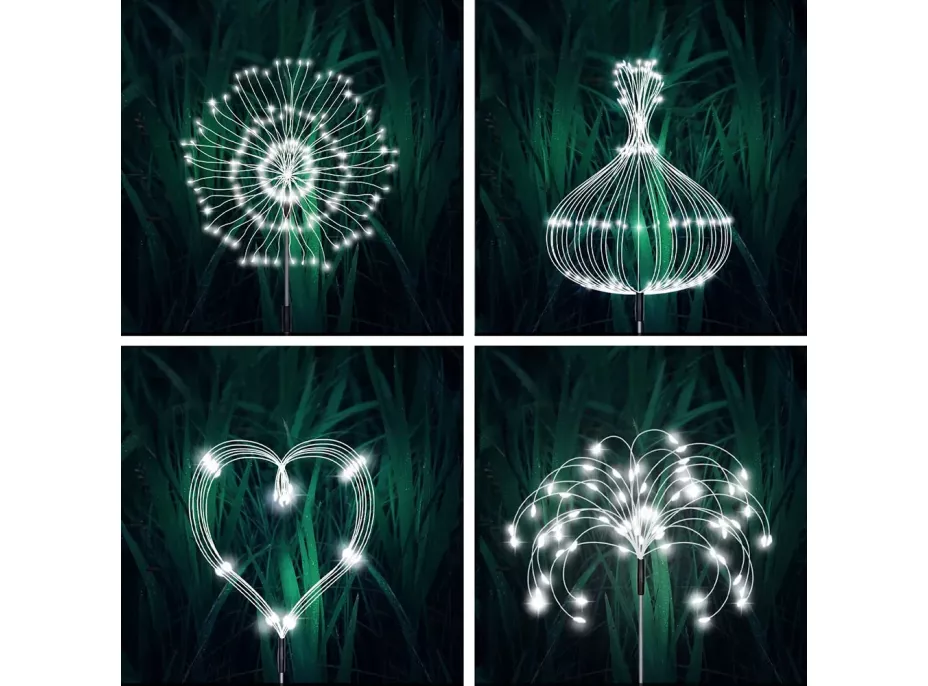 Zahradní LED solární lampy do země VĚJÍŘKY - 90 cm - 5 ks