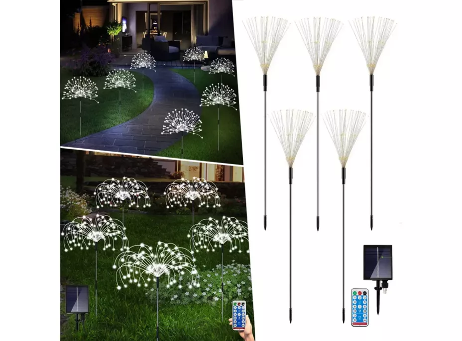 Zahradní LED solární lampy do země VĚJÍŘKY - 90 cm - 5 ks