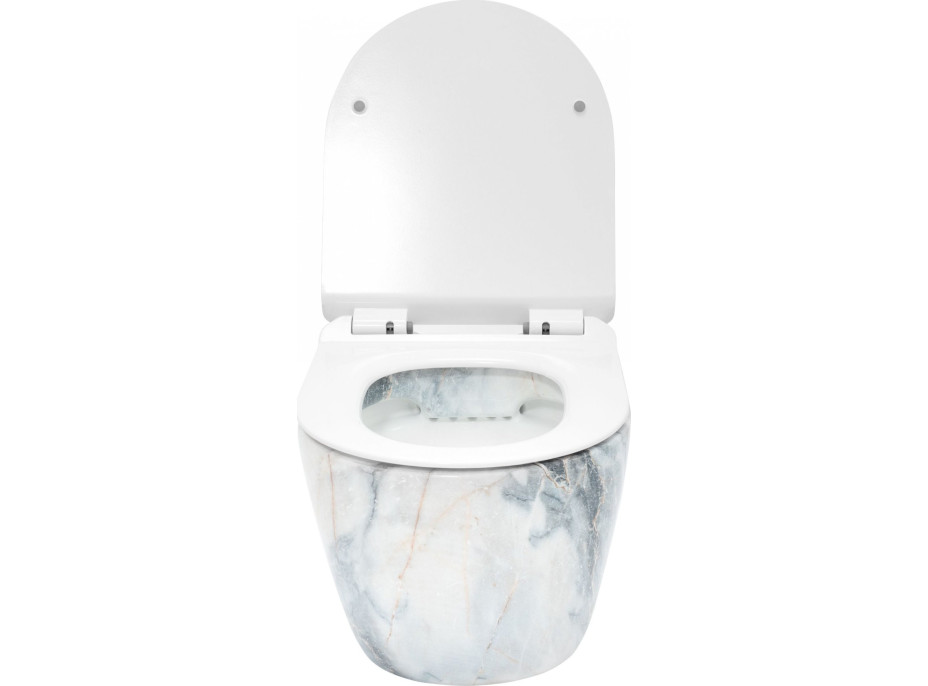 Závěsné WC Rea CARLOS RIMLESS - dekor kamene granit lesklý + Duroplast sedátko slim