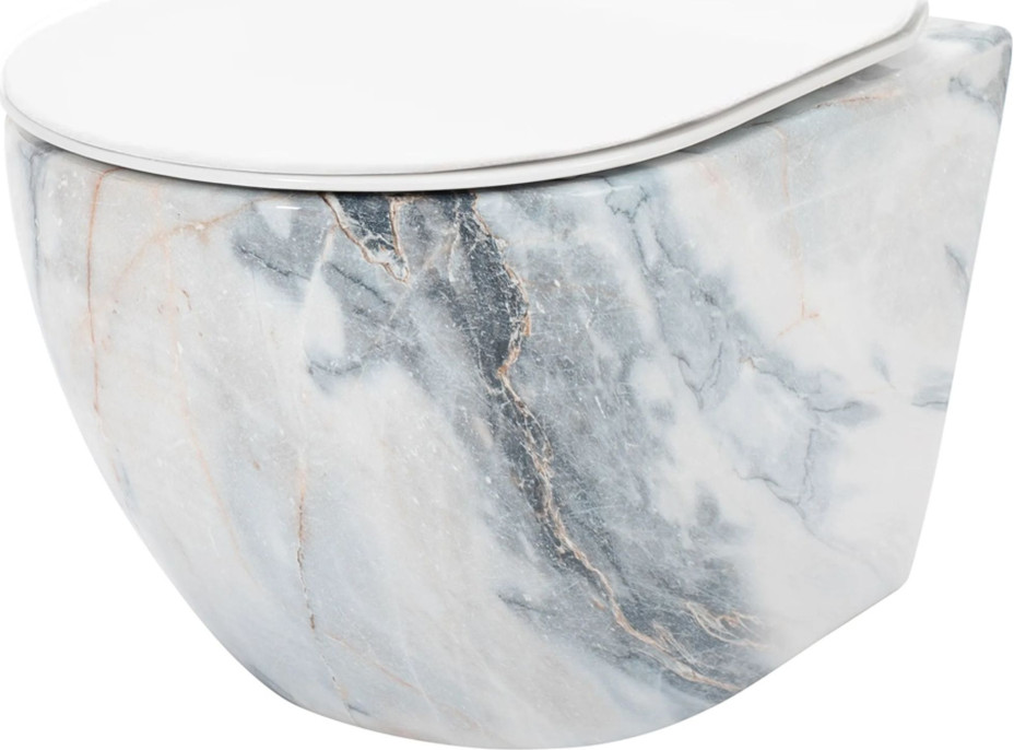 Závěsné WC Rea CARLOS RIMLESS - dekor kamene granit lesklý + Duroplast sedátko slim