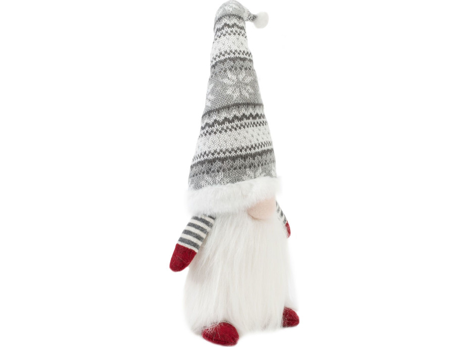 Vánoční skřítek s vousy 48 cm - bílý/šedý