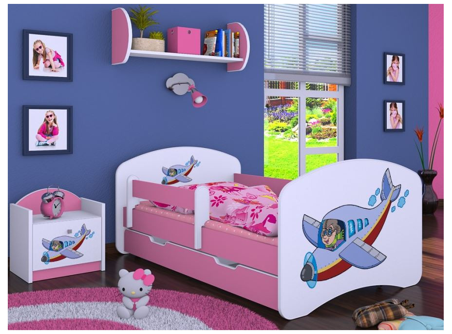 Dětská postel se šuplíkem 200x90 cm LETADLO