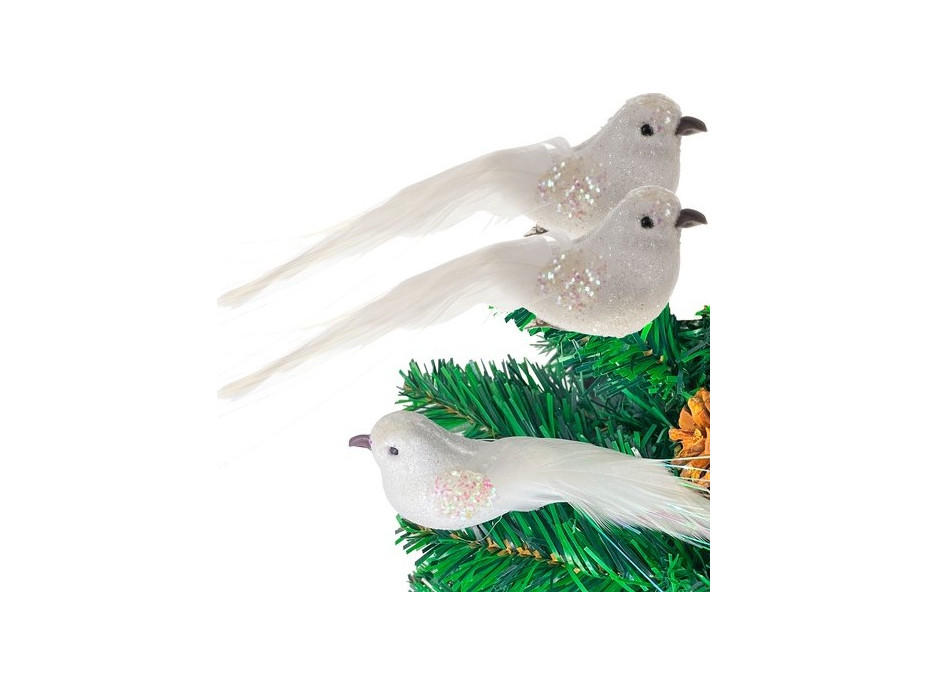 Vánoční ozdoby - ptáčci 2 ks - bílá