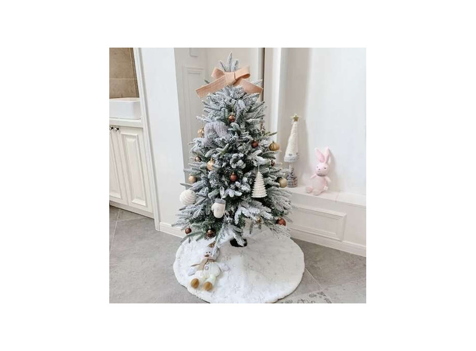 Podložka na vánoční stromeček 78 cm - Vločky - bílá/stříbrná