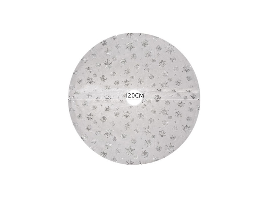 Podložka na vánoční stromeček 120 cm - Vločky - bílá/stříbrná