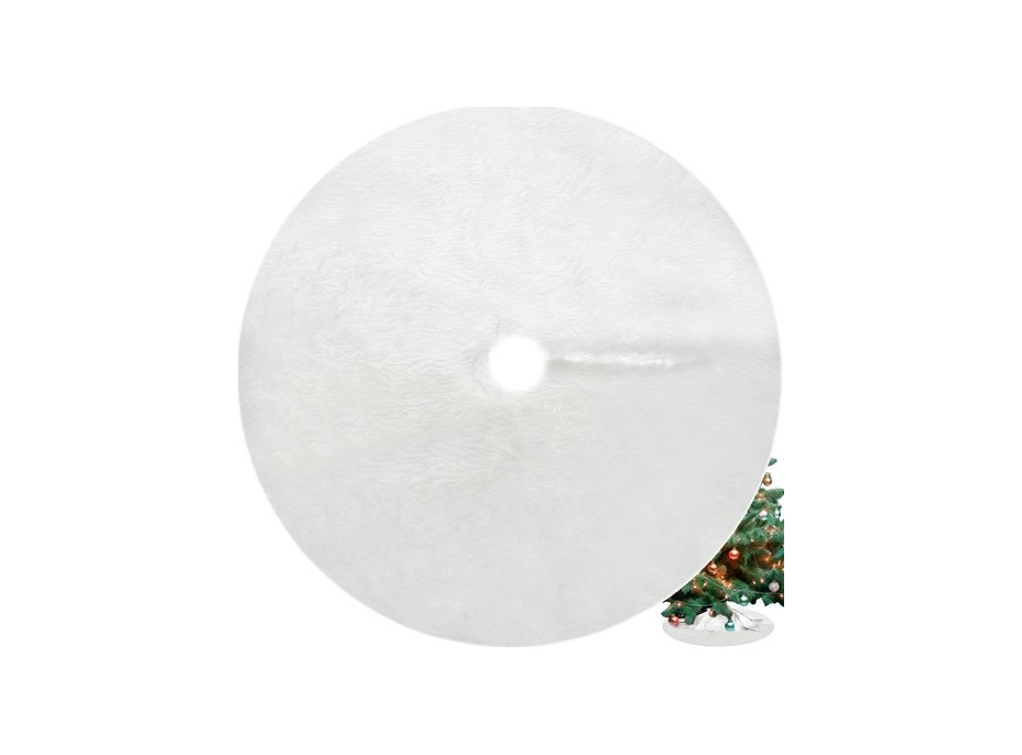 Podložka na vánoční stromeček 78 cm - imitace kožešiny - bílá