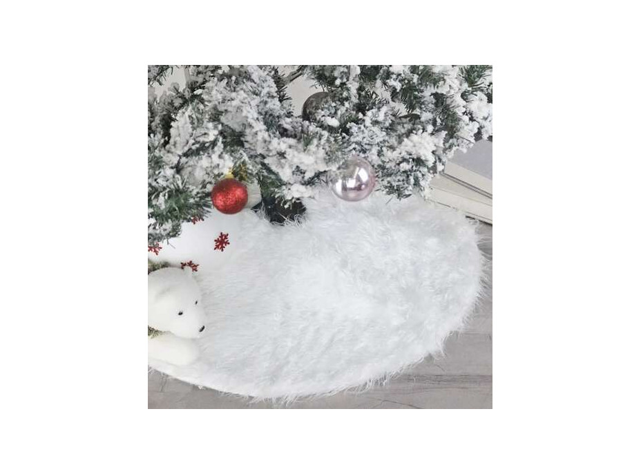 Podložka na vánoční stromeček 78 cm - imitace kožešiny - bílá