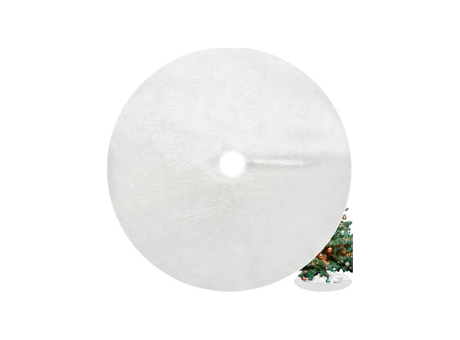 Podložka na vánoční stromeček 90 cm - imitace kožešiny - bílá