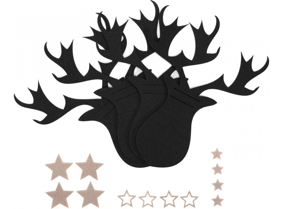 Vánoční obal na příbory - 4 ks - černé - sob s hvězdičkami