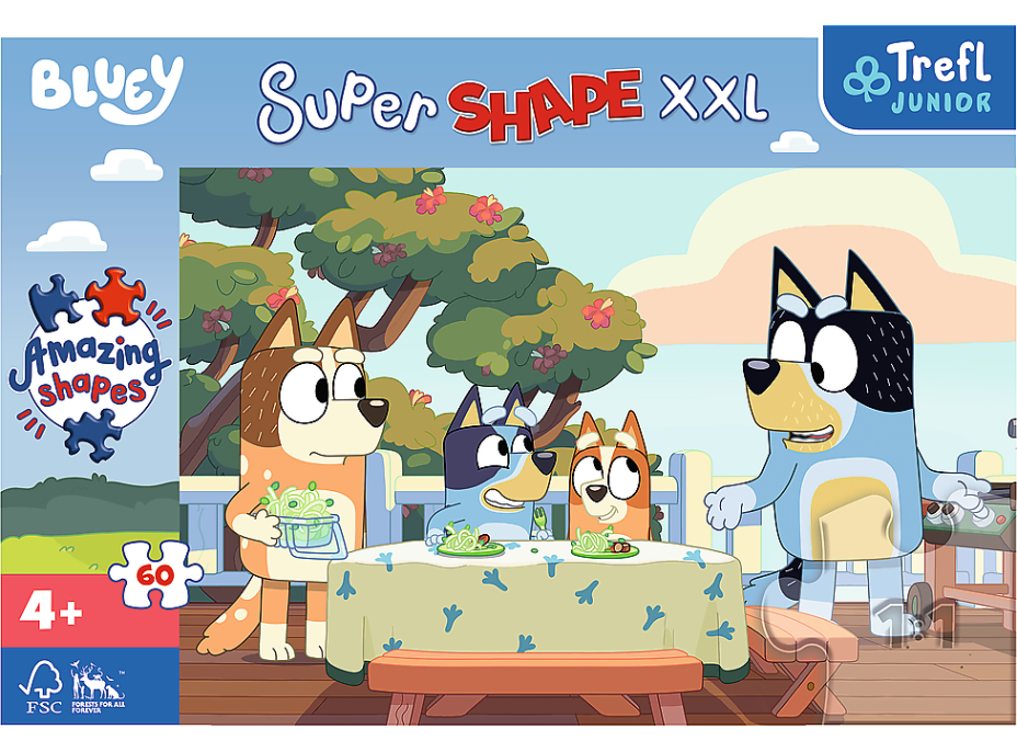 TREFL Puzzle Super Shape XXL Bluey a přátelé 60 dílků