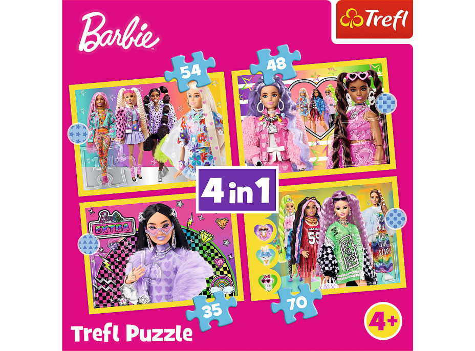 TREFL Puzzle Veselý svět Barbie 4v1 (35,48,54,70 dílků)