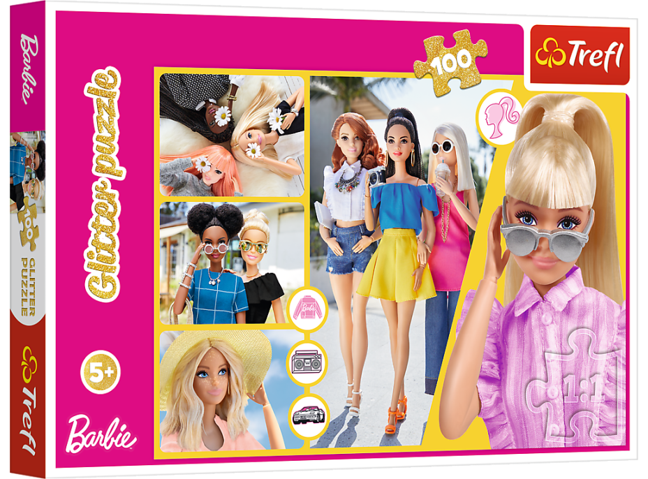 TREFL Třpytivé puzzle Barbie 100 dílků