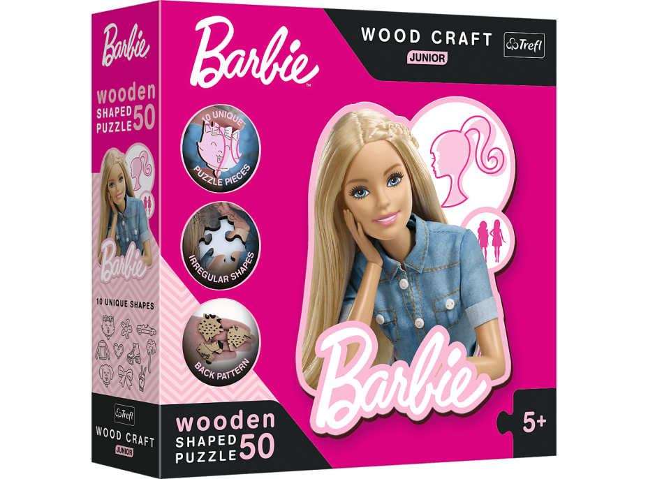 TREFL Wood Craft Junior puzzle Krásná Barbie 50 dílků