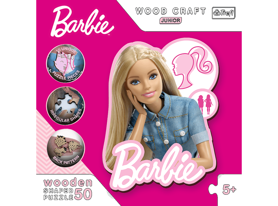 TREFL Wood Craft Junior puzzle Krásná Barbie 50 dílků