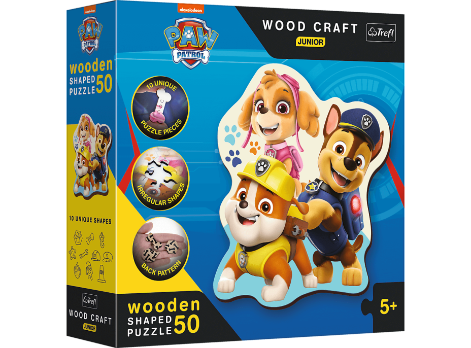 TREFL Wood Craft Junior puzzle Tlapková patrola 50 dílků