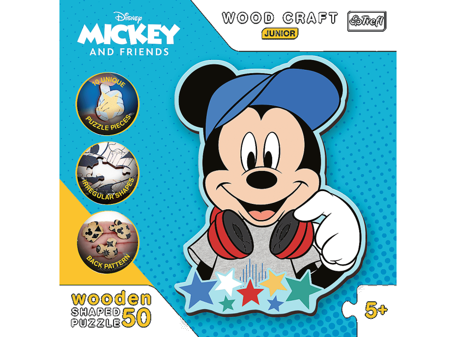 TREFL Wood Craft Junior puzzle Ve světě Mickeho Mouse 50 dílků