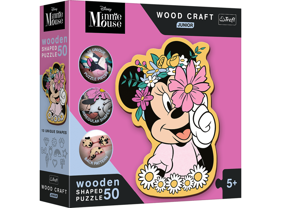 TREFL Wood Craft Junior puzzle Ve světě Minnie Mouse 50 dílků