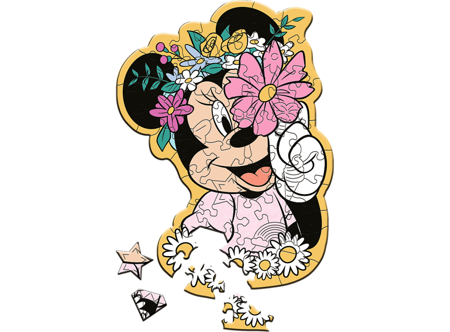 TREFL Wood Craft Junior puzzle Ve světě Minnie Mouse 50 dílků