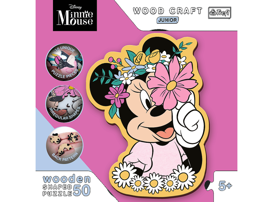 TREFL Wood Craft Junior puzzle Ve světě Minnie Mouse 50 dílků