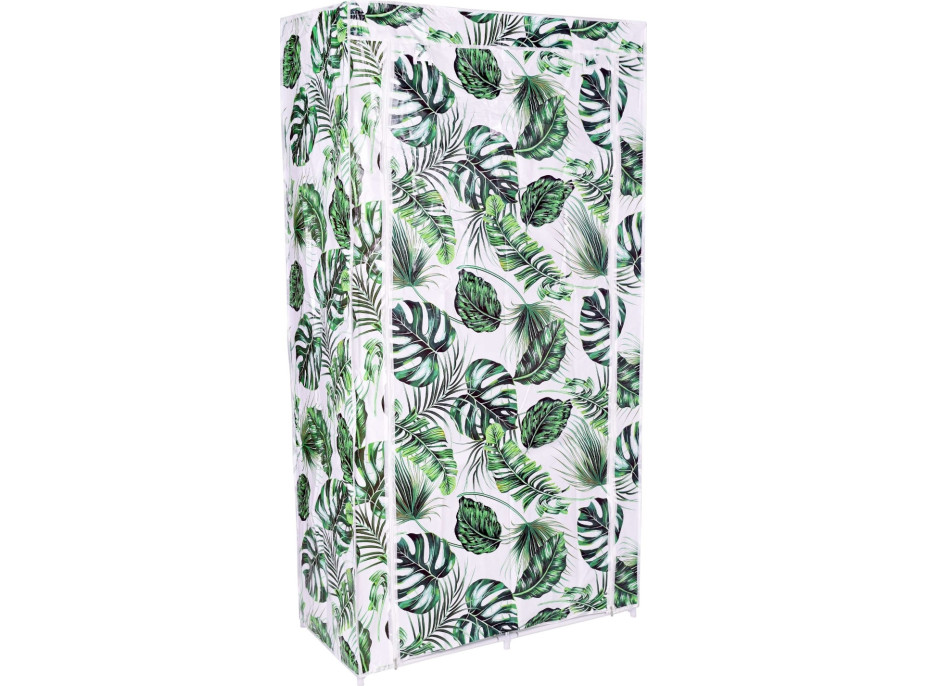 Textilní skříň MIRA Monstera s 6 policemi - bílá/zelená
