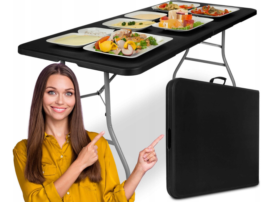 Cateringový stůl PARTY BLACK 180 cm - černý
