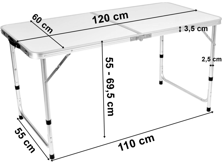 Kempingový turistický set TRAMP 120x60 cm - bílý