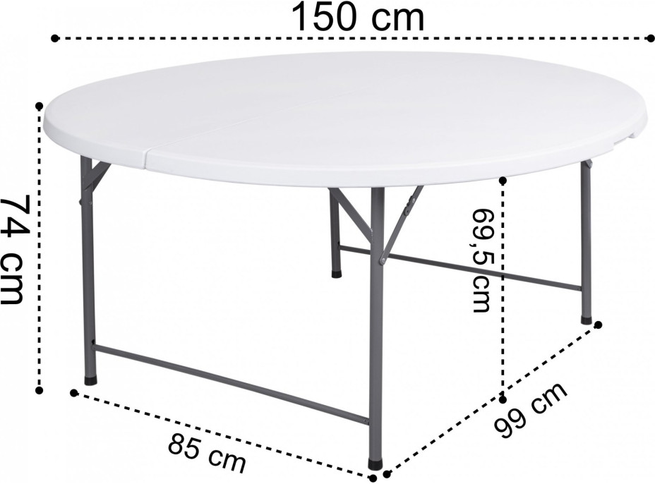Cateringový kulatý stůl BATLEY 150 cm - bílý