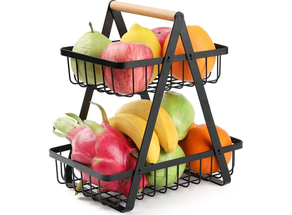 Kovový košík na ovoce FRUT - černý