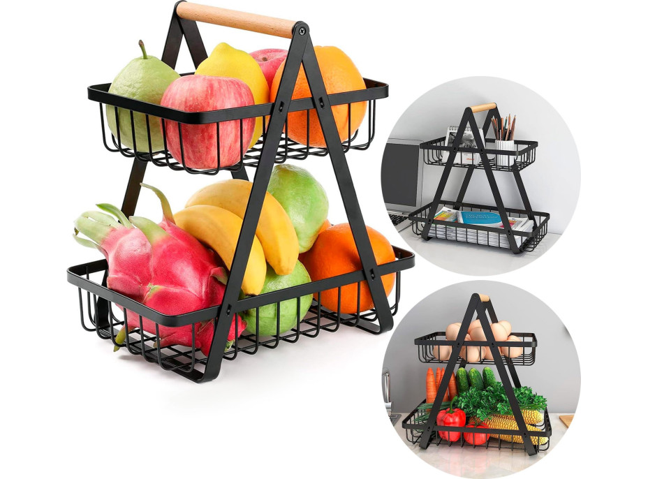 Kovový košík na ovoce FRUT - černý