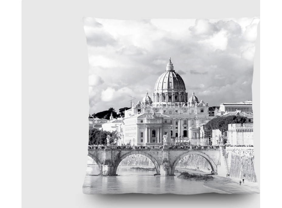 Dekorační polštář - Řím a hodiny - 45x45 cm