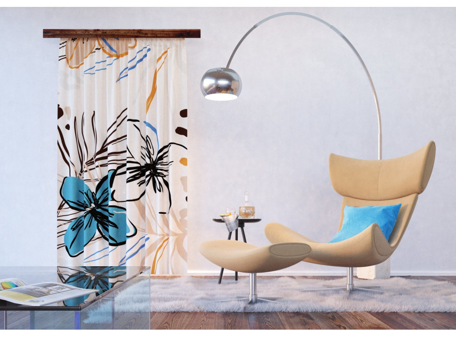 Designový závěs - Květinová abstrakce - 140x245 cm