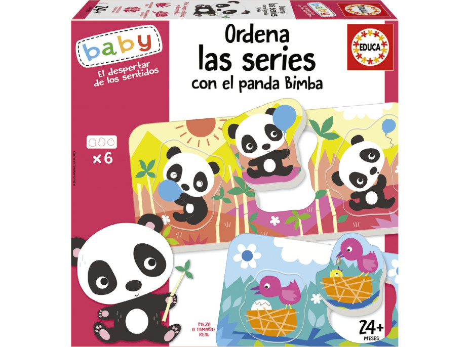 EDUCA Baby vkládačka Panda Bimba a kamarádi 6x3 dílky
