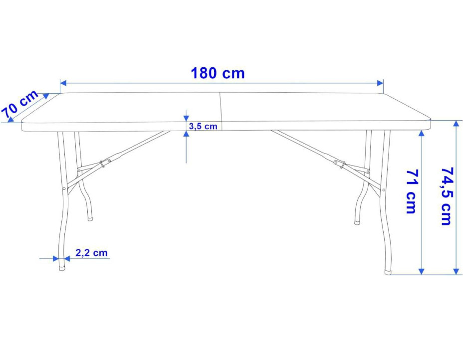 Cateringový stůl BALI 180 cm - bílý
