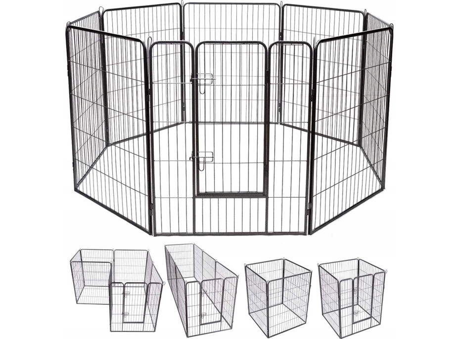 Kovová ohrádka pro pejsky CORSO - 8dílná - 80x100 cm