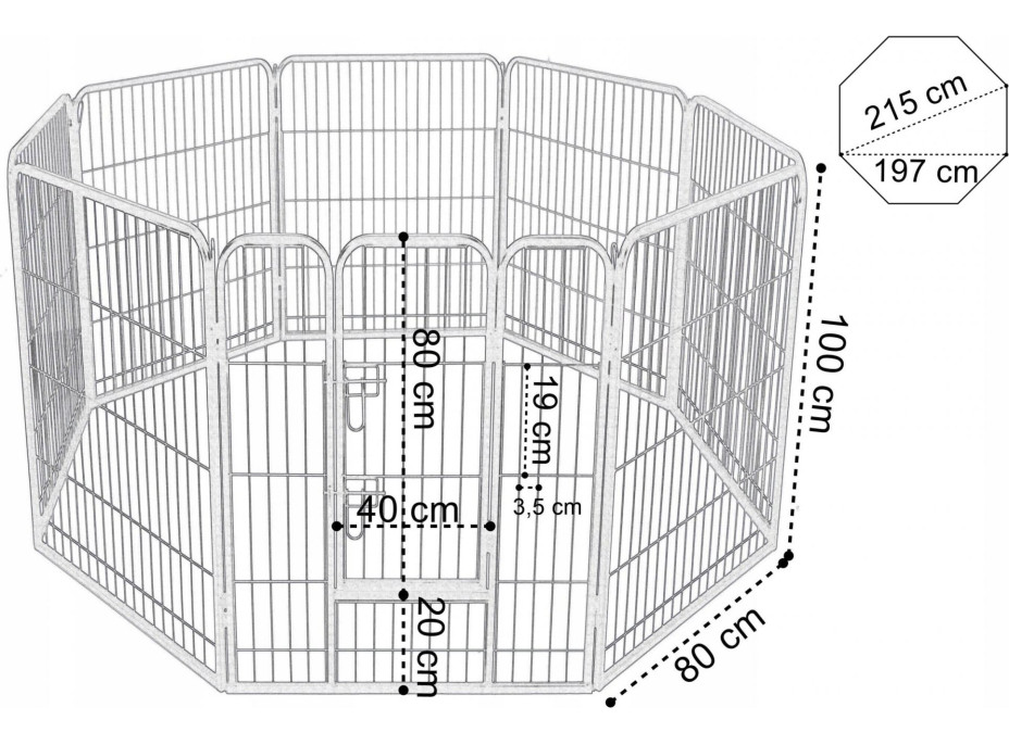 Kovová ohrádka pro pejsky CORSO - 8dílná - 80x100 cm
