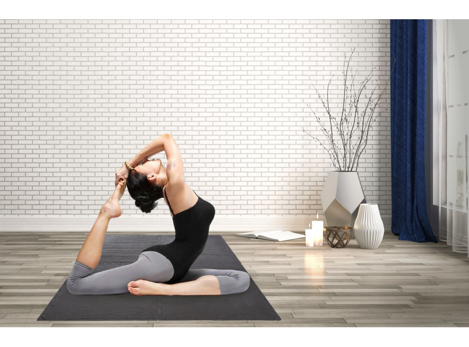Ochranná podložka pod stoje a nářadí FITNESS - 6 kusů - černá