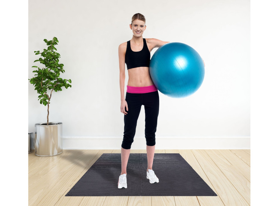 Ochranná podložka pod stoje a nářadí FITNESS - 6 kusů - černá