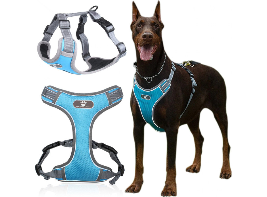 Beztlakový postroj pro psa ASTRO - modrý - rozměr XL