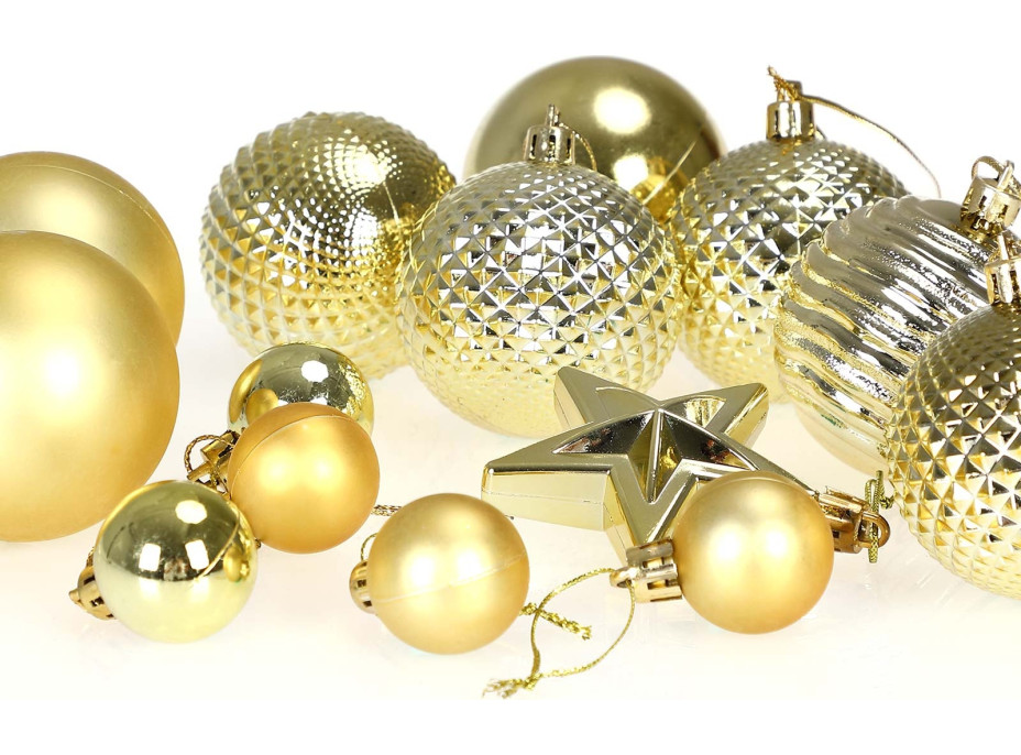 Vánoční závěsné baňky na stromeček ESTRELLA 66 kusů - zlaté