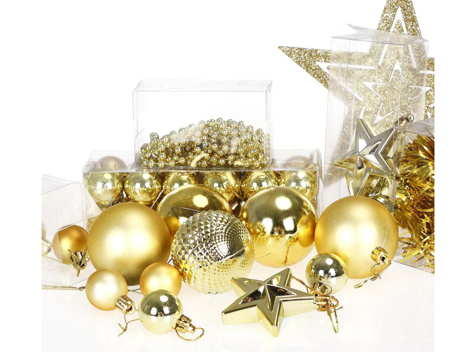 Vánoční závěsné baňky na stromeček ESTRELLA 66 kusů - zlaté